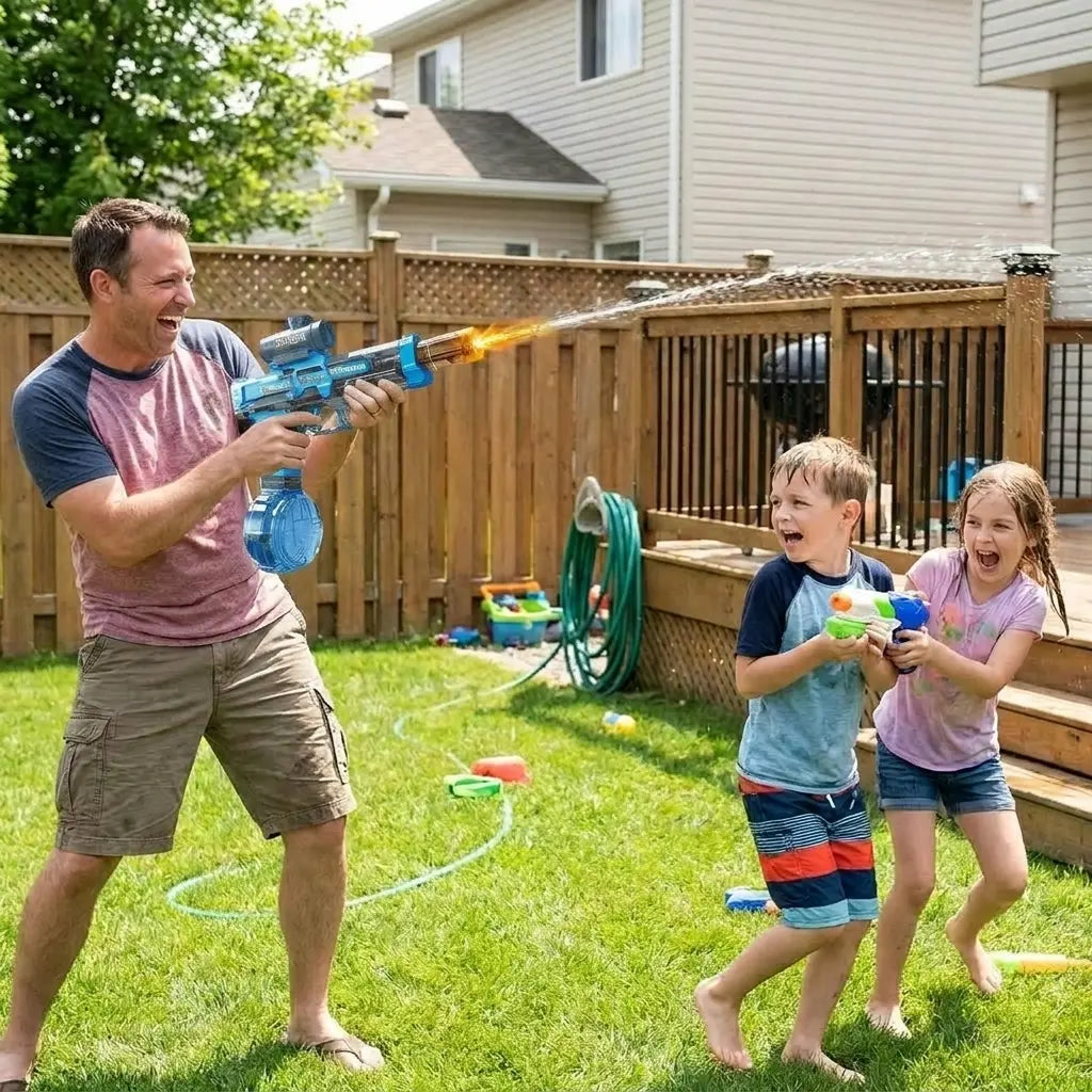 Rechargeable Electric Water Blaster for Kids and Adults, Transparent Automatic Water Toy with Colorful LED Lights and Fun Splash Sound Effects, Powerful Long-Distance Summer Outdoor Pool, Yard and Beach Play Toy for Boys and Girls